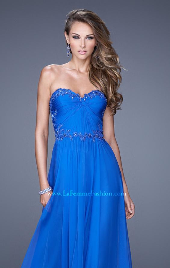 Picture of: Beaded Lace Applique Sweetheart Neckline Prom Dress in Blue, Style: 20669, Main Picture