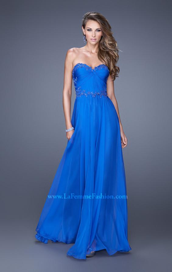 Picture of: Beaded Lace Applique Sweetheart Neckline Prom Dress in Blue, Style: 20669, Detail Picture 1