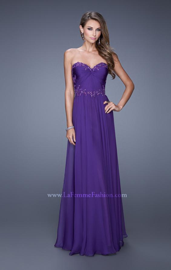 Picture of: Beaded Lace Applique Sweetheart Neckline Prom Dress in Purple, Style: 20669, Detail Picture 4