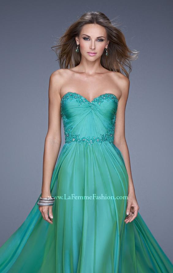 Picture of: Beaded Lace Applique Sweetheart Neckline Prom Dress in Green, Style: 20669, Detail Picture 6