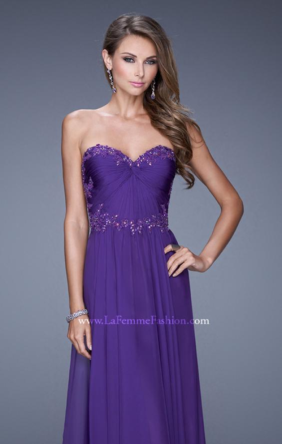 Picture of: Beaded Lace Applique Sweetheart Neckline Prom Dress in Purple, Style: 20669, Detail Picture 7