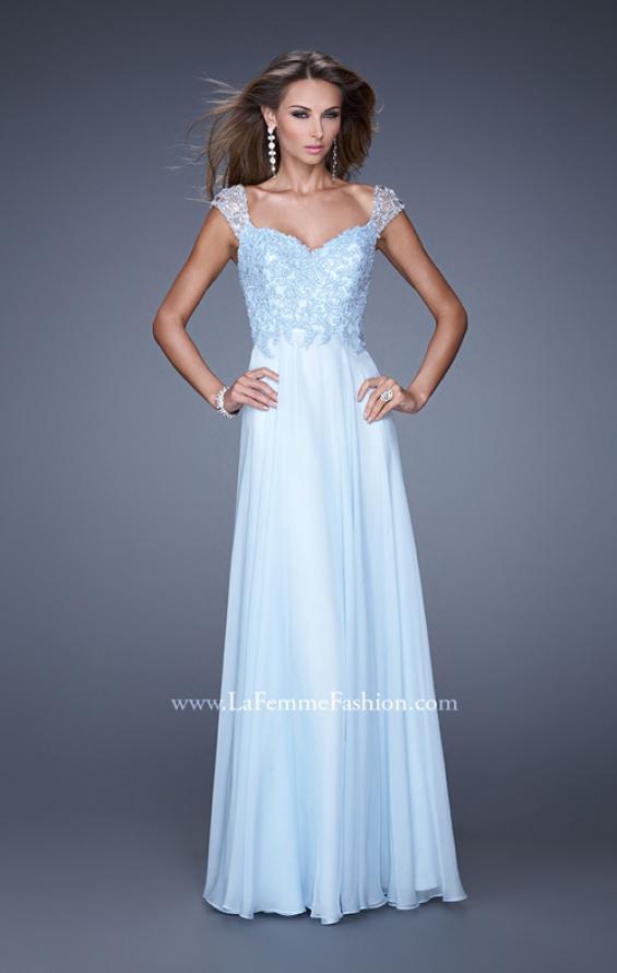 Picture of: Beaded Lace Sweetheart Prom Dress with Sheer Straps in Blue, Style: 20701, Main Picture