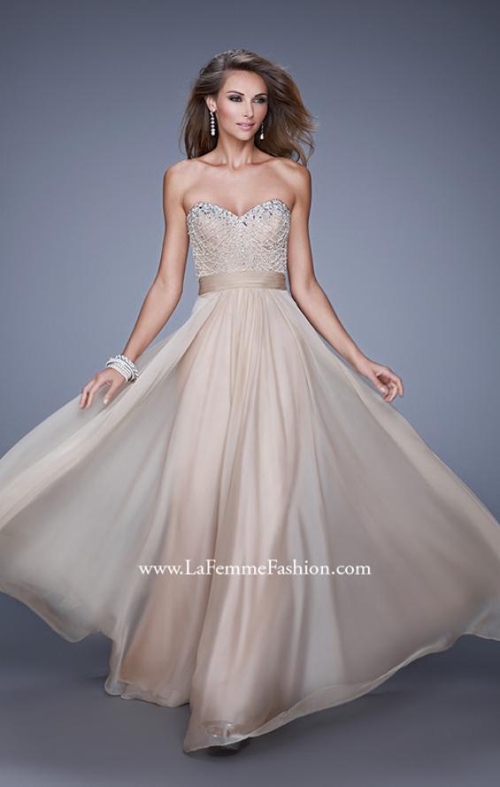 Picture of: Vintage Inspired Strapless Prom Dress with Embellishments in Nude, Style: 20708, Main Picture