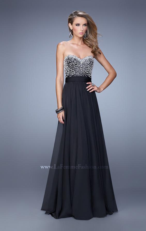 Picture of: Vintage Inspired Strapless Prom Dress with Embellishments in Black, Style: 20708, Detail Picture 2