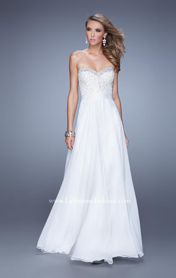 Picture of: Vintage Inspired Strapless Prom Dress with Embellishments in White, Style: 20708, Detail Picture 3