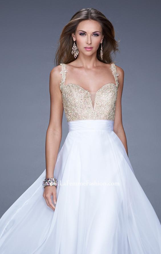 Picture of: Long Chiffon Prom Gown with Sweetheart Neckline in White, Style: 20709, Detail Picture 7