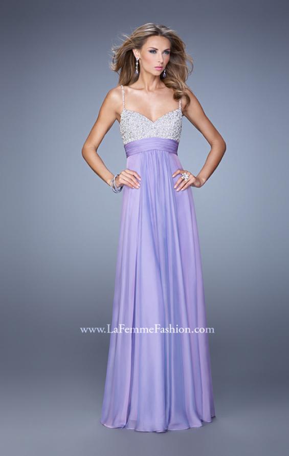 Picture of: Spaghetti Strap Rhinestone and Pearl Prom Dress in Lavender, Style: 20717, Detail Picture 2