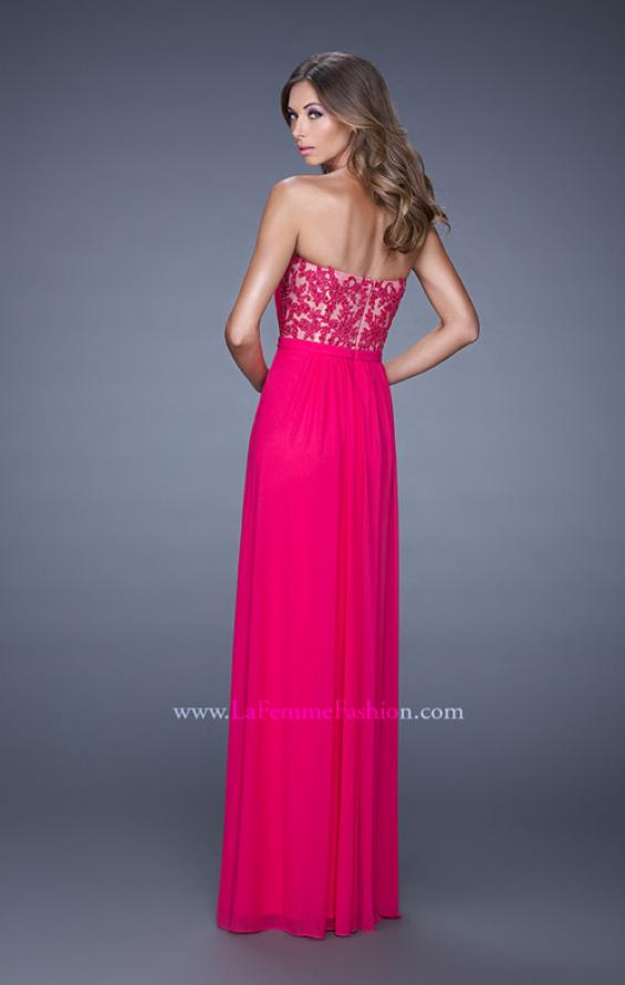 Picture of: Strapless Jersey Prom Dress with Criss Cross Gathers in Pink, Style: 20718, Back Picture