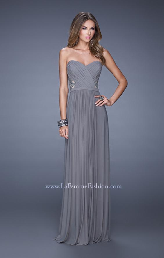 Picture of: Strapless Jersey Prom Dress with Criss Cross Gathers in Gray, Style: 20718, Detail Picture 4