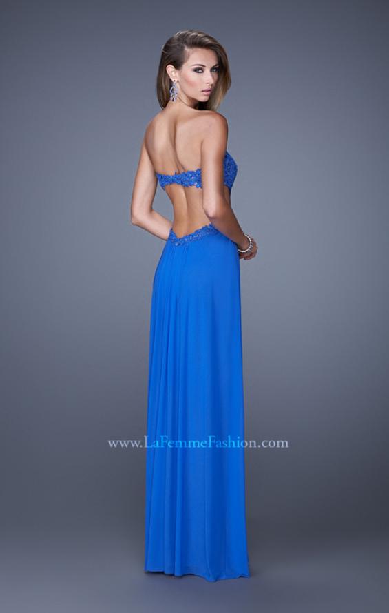 Picture of: Jewel Lace Bodice Long Net Jersey Prom Dress in Blue, Style: 20733, Back Picture