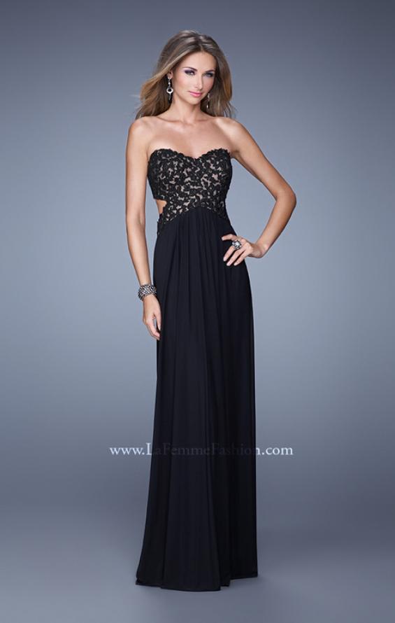 Picture of: Jewel Lace Bodice Long Net Jersey Prom Dress in Black, Style: 20733, Detail Picture 2
