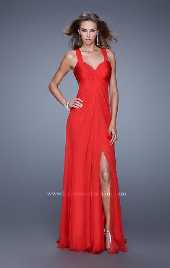 Picture of: Chiffon Prom Gown with Gathered Knot Detail in Red, Style: 20774, Main Picture