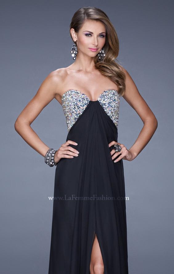 Picture of: Strapless Chiffon Dress with Embellished Back Straps in Black, Style: 20784, Detail Picture 6