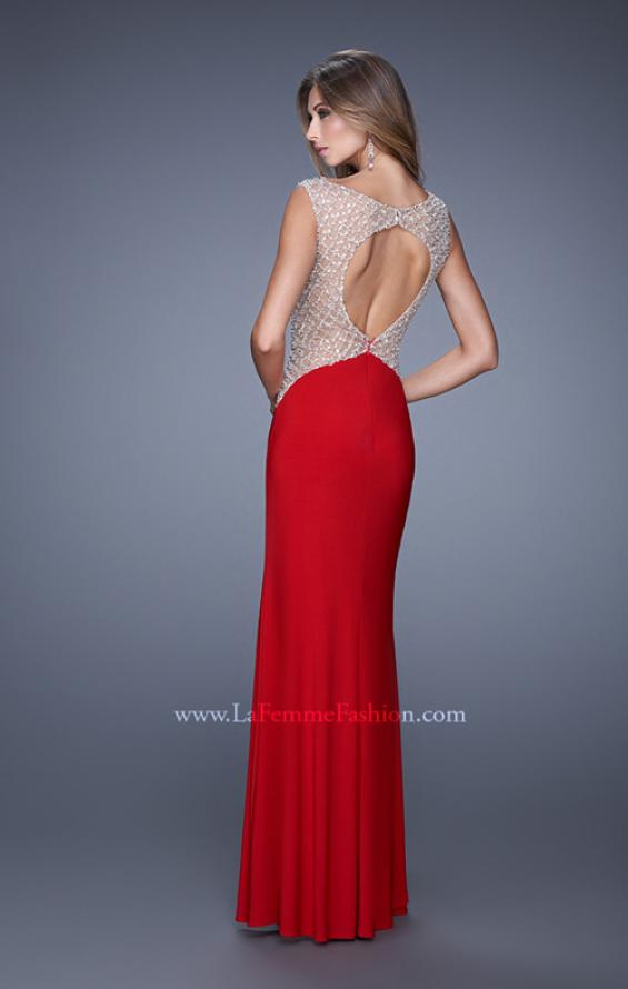 Picture of: Sleeveless Dress with Sheer Straps and Crystal Beading in Red, Style: 20842, Back Picture