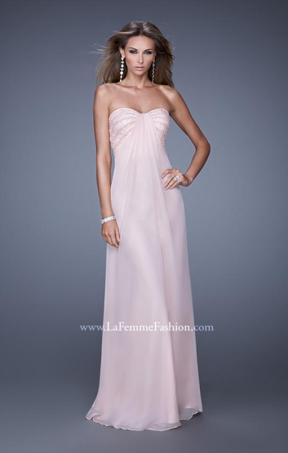 Picture of: Long Strapless Gown with Empire Waist and Pearls in Pink, Style: 20850, Main Picture