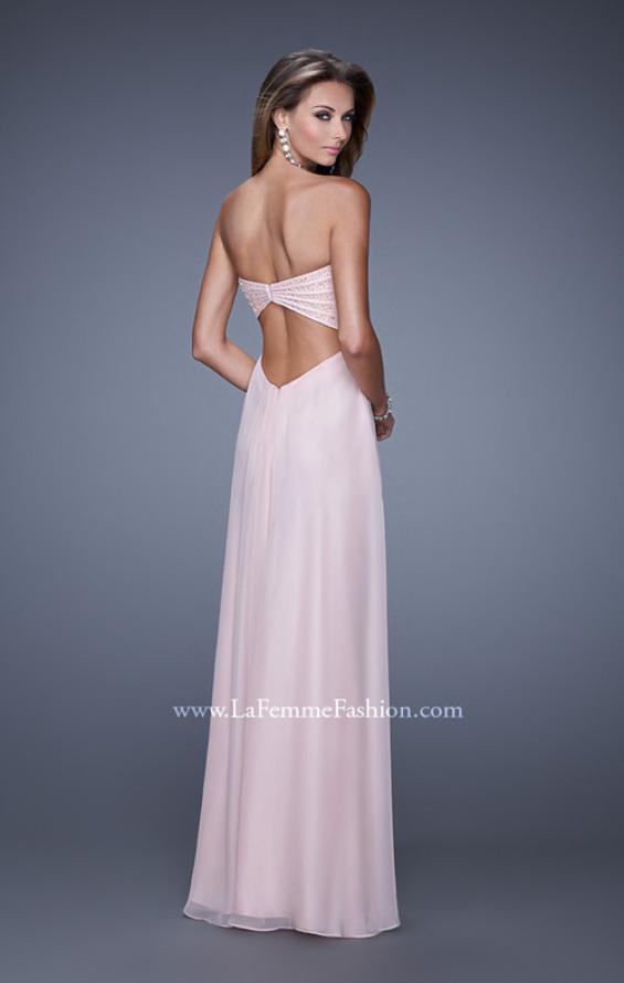 Picture of: Long Strapless Gown with Empire Waist and Pearls in Pink, Style: 20850, Back Picture