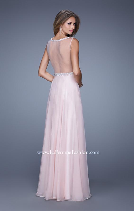 Picture of: Sheer Straps and Lace Bodice Prom Dress with Belt in Pink, Style: 20899, Back Picture