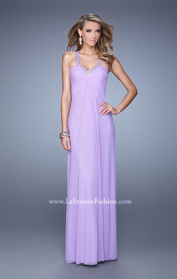Picture of: Net Jersey Prom Dress with Sheer Beaded Straps in Wisteria, Style: 20903, Detail Picture 1