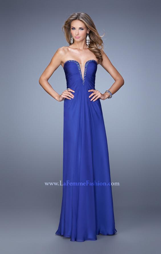 Picture of: Graceful Strapless Chiffon Dress with Iridescent Stones in Blue, Style: 20930, Detail Picture 3