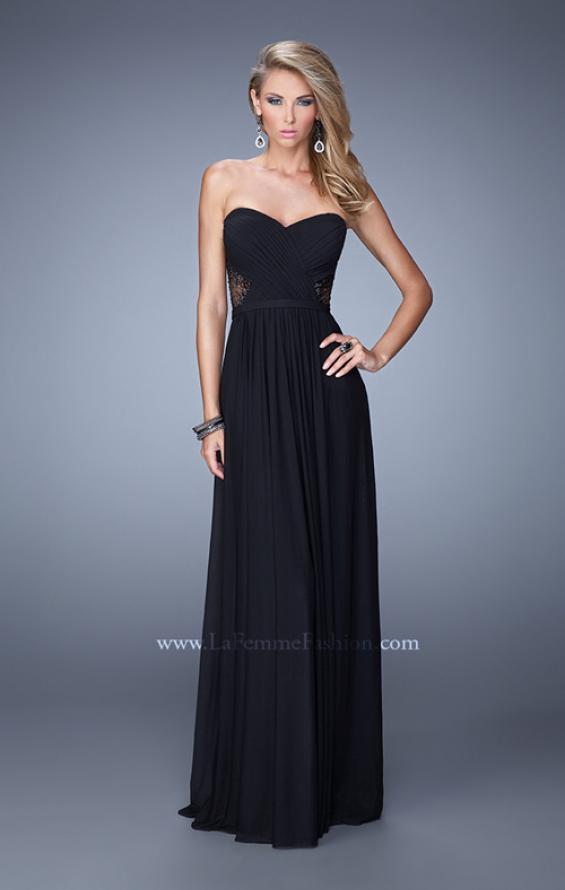 Picture of: Strapless Net Jersey Gown with stones and Sheer Back in Black, Style: 20934, Main Picture