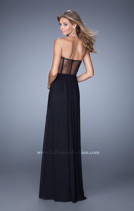 Picture of: Strapless Net Jersey Gown with stones and Sheer Back in Black, Style: 20934, Back Picture