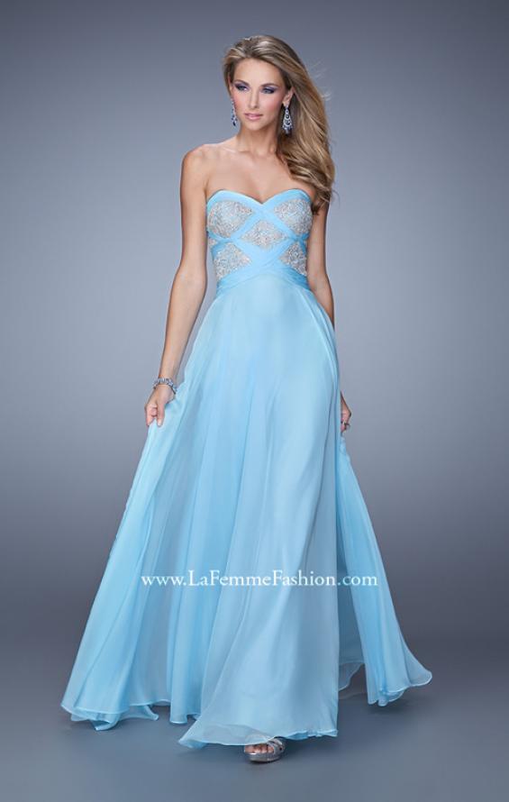 Picture of: Embroidered Bodice Prom Dress with Sweetheart Neck in Blue, Style: 20953, Detail Picture 4