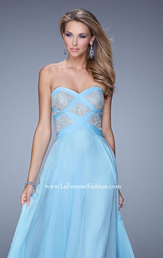 Picture of: Embroidered Bodice Prom Dress with Sweetheart Neck in Blue, Style: 20953, Detail Picture 7