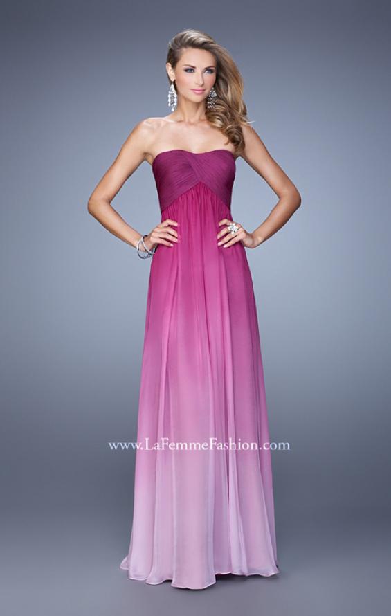 Picture of: Long Ombre Chiffon Prom Dress with Gathered Waist in Pink, Style: 20986, Detail Picture 2