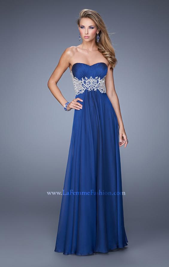Picture of: Glamorous Prom Dress with Beaded Metallic Embroidery in Blue, Style: 21040, Main Picture