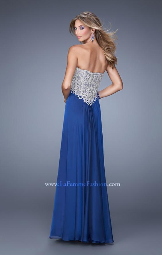 Picture of: Glamorous Prom Dress with Beaded Metallic Embroidery in Blue, Style: 21040, Back Picture