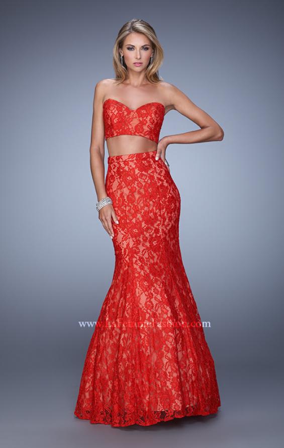 Picture of: Two Piece Lace Dress with Mermaid Skirt in Red, Style: 21050, Detail Picture 2