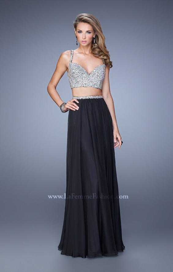 Picture of: Beaded Top Ling Two Piece Prom Dress with Beaded Waist in Black, Style: 21135, Detail Picture 2
