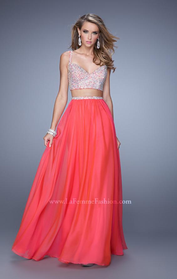 Picture of: Beaded Top Ling Two Piece Prom Dress with Beaded Waist in Red, Style: 21135, Detail Picture 5