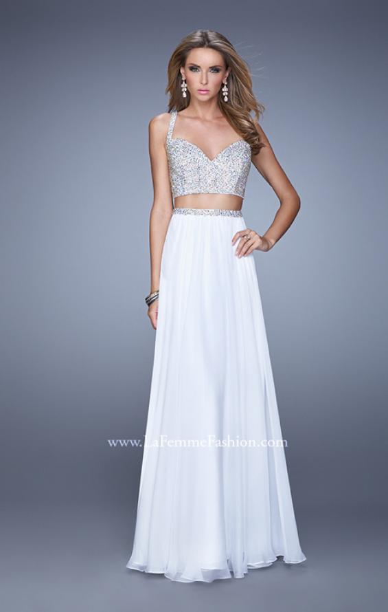 Picture of: Beaded Top Ling Two Piece Prom Dress with Beaded Waist in White, Style: 21135, Detail Picture 6