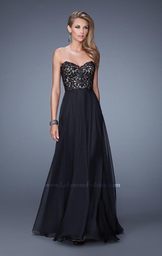 Picture of: Long Chiffon Prom Gown with Jeweled Embroidery in Black, Style: 21153, Main Picture