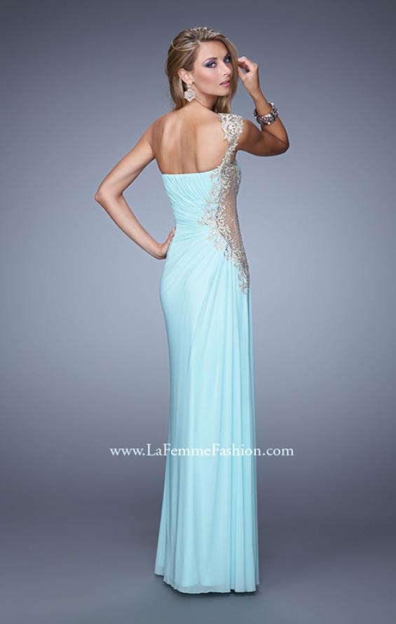 Picture of: One Shoulder Long Prom Dress with Beaded Embroidery in Blue, Style: 21164, Back Picture