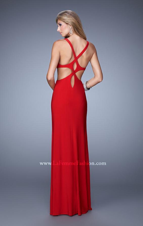 Picture of: Alluring Long Prom Dress with Side Cut Outs and Slit in Red, Style: 21175, Back Picture