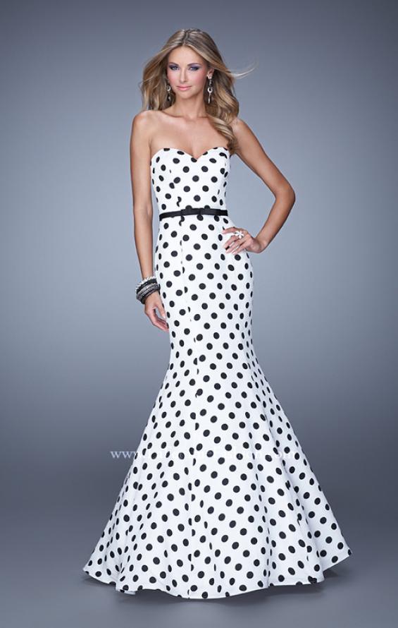 Picture of: Polka Dot Mermaid Prom Dress with Bow Belt in Print, Style: 21180, Main Picture