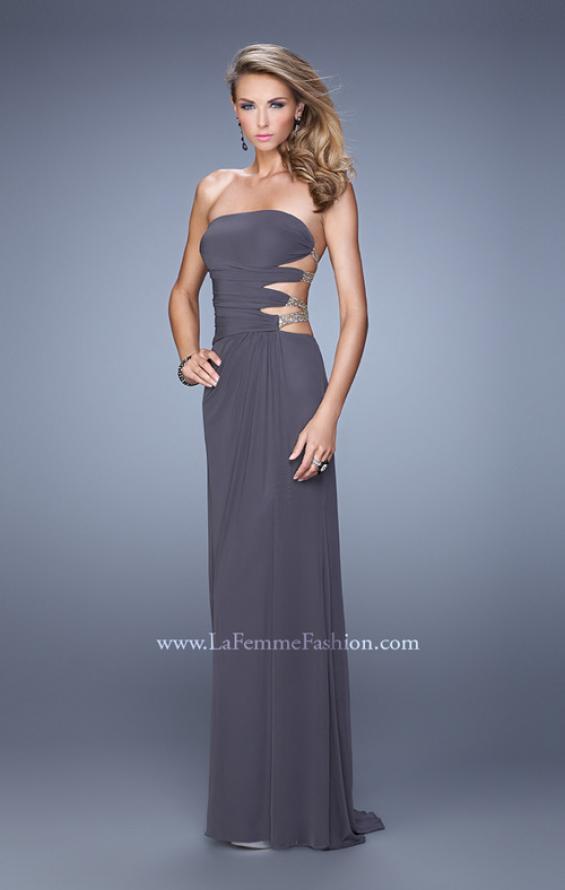 Picture of: Rhinestone Glamorous Prom Dress with Cut Outs in Gray, Style: 21197, Detail Picture 2