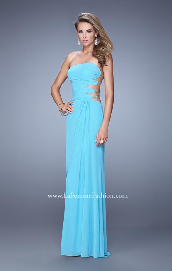 Picture of: Rhinestone Glamorous Prom Dress with Cut Outs in Aqua, Style: 21197, Detail Picture 3