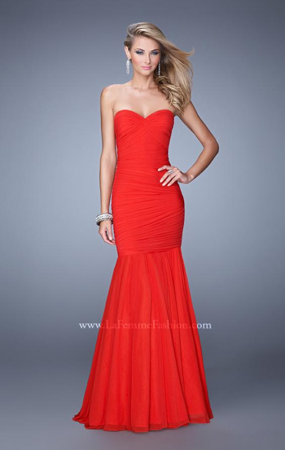 Picture of: Rhinestone Long Prom Gown with Gathering in Red, Style: 21203, Detail Picture 3