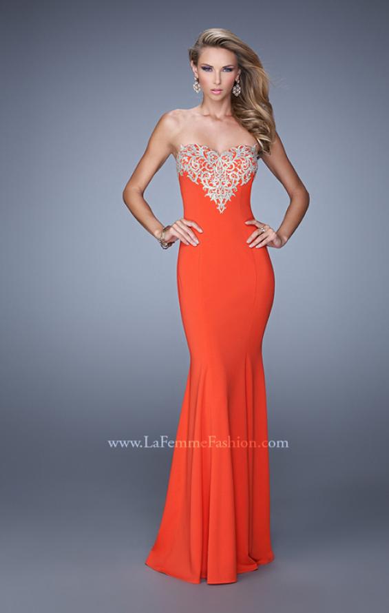 Picture of: Long Jersey Prom Dress with Flared Skirt and Stones in Red, Style: 21204, Main Picture