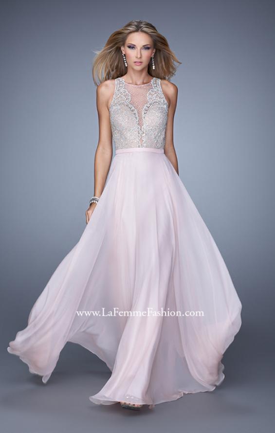 Picture of: Embellished Long Prom Gown with Plunging Neckline in Pink, Style: 21212, Main Picture