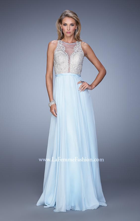 Picture of: Embellished Long Prom Gown with Plunging Neckline in Blue, Style: 21212, Detail Picture 3