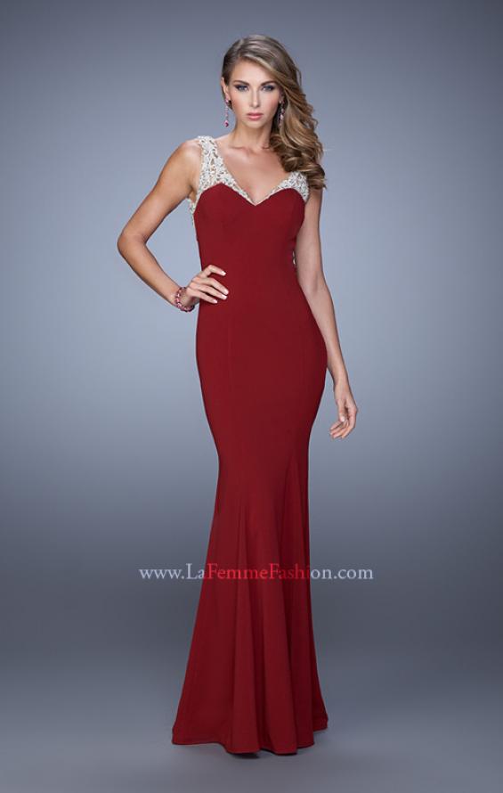 Picture of: Sweetheart Neckline Prom Dress with Sheer Straps in Red, Style: 21221, Detail Picture 1