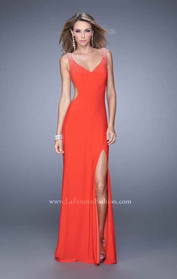 Picture of: Sultry Sleeveless Dress with Stones and Open Back in Red, Style: 21227, Detail Picture 2