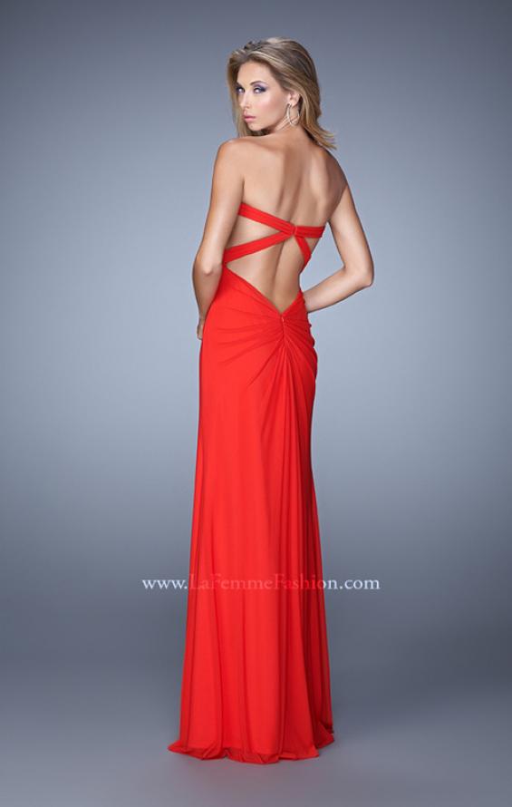 Picture of: Chic Prom Dress with Ruching and Center Slit in Red, Style: 21233, Back Picture