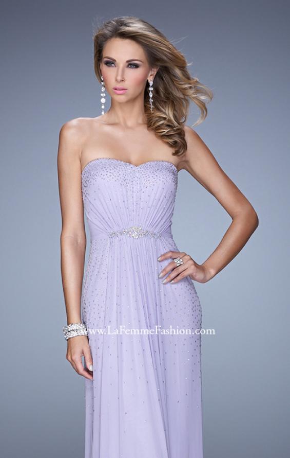 Picture of: Ruched Fully Embellished Long Prom Dress in Purple, Style: 21237, Main Picture