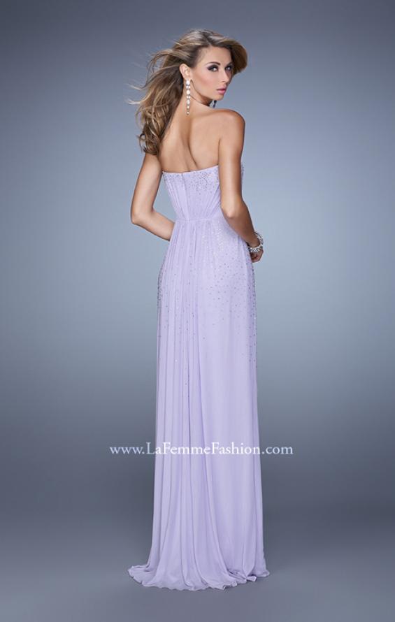 Picture of: Ruched Fully Embellished Long Prom Dress in Purple, Style: 21237, Back Picture