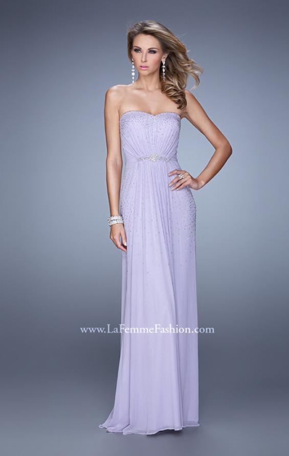 Picture of: Ruched Fully Embellished Long Prom Dress in Purple, Style: 21237, Detail Picture 1